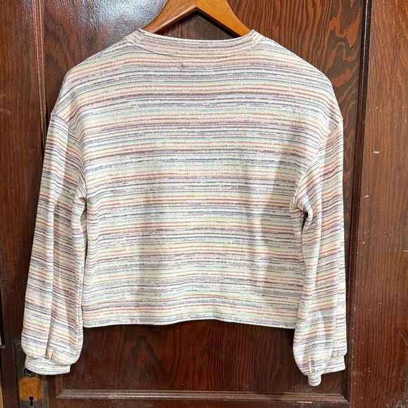 Madewell Bubble-Sleeve Crop Top in Rainbow Stripe - Picture 7 of 7